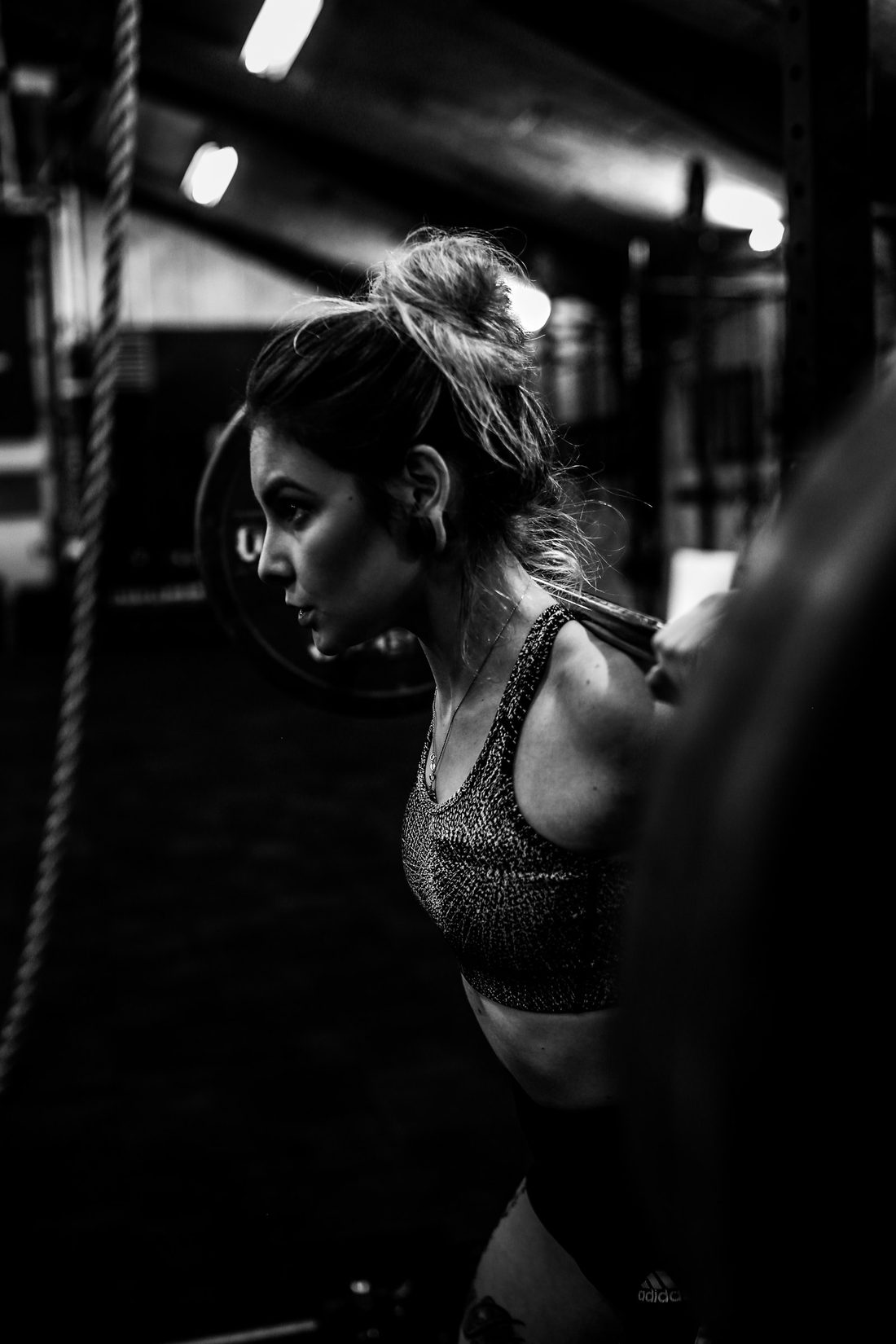 Athlete training in low contrasty light